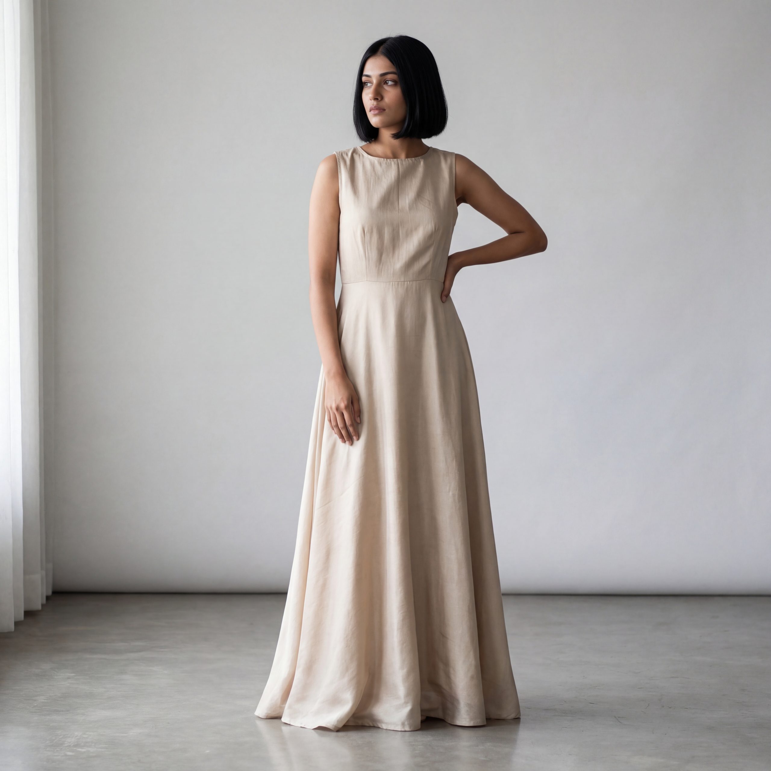 Royal Silk Minimalist Maxi Dress